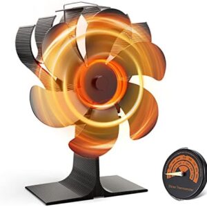 Vlocky Ventilador Estufa Leña, Energía Térmica Ventilador para Estufa de Leña 6 Palas
