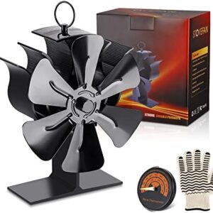 YUNYODA Ventilador de Estufa 6 Palas,Ventiladores para Chimeneas,Ventilador Estufa Leña